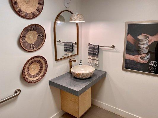 Handmade MMclay sink and light fixture