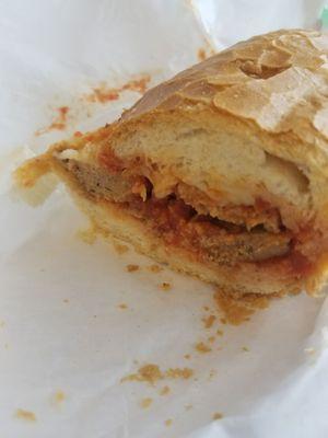 Meatball sub! So delicious and they cut the meatballs in half to make for easier eating