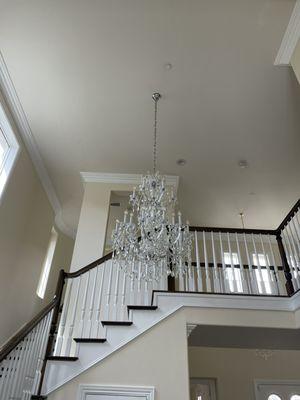 Chandelier installed