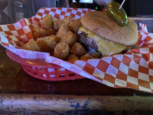 Cheeseburger and tots