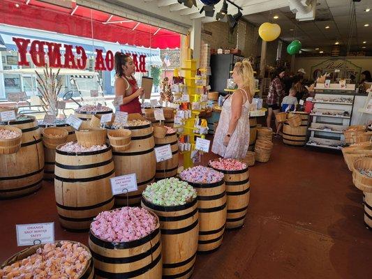 So many baskets of delicious salt water Taffy...