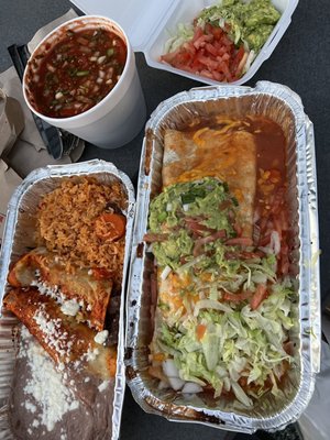 Enchiladas (pretty bad) and burrito (ok)