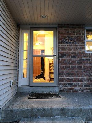 Storm door installation