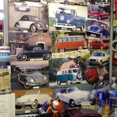 Wall of VW photos in the Blazer Automotive 'office"