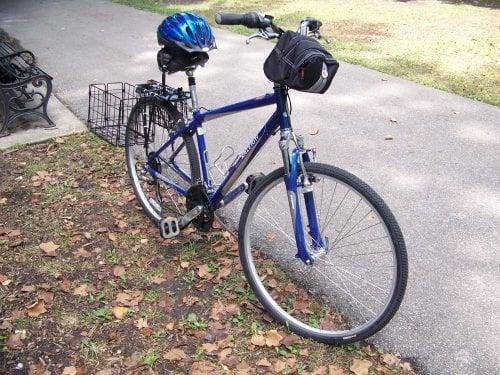 My Raleigh with rear rack & grocery baskets