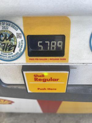 That's not a typo. Welcome to California. ($5.789 for Regular on 21 October 2023)