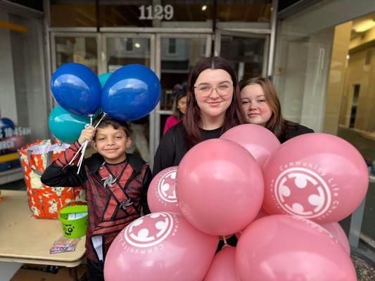 Our Church loving our community by giving away balloons