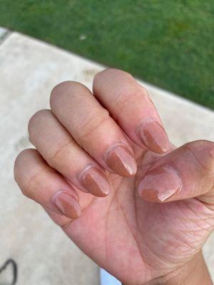 Terrible almond shape done by jade nail