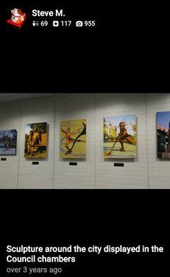 Photos of sculpture in Paramount displayed in City Hall