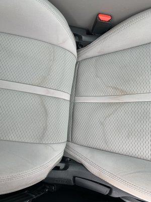 My seat that was left still completely saturated, the water marks left show the area that was not wet vacuumed.