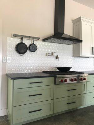 Custom Kitchen, Backsplash, Wolf Stove, Cabinets, Countertops