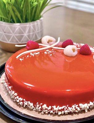 Raspberry Lychee Mousse Cake