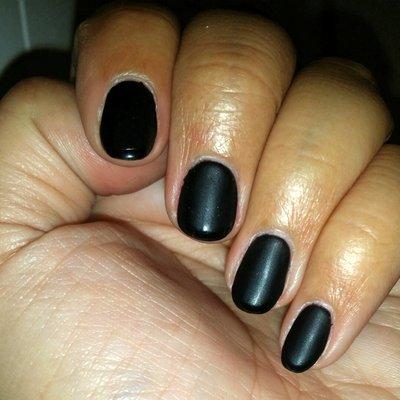 All black matte with a little shine. :)