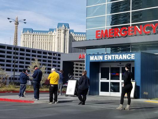 COVID line blocks door to ER.  And these doctors claim to care about patient safety.