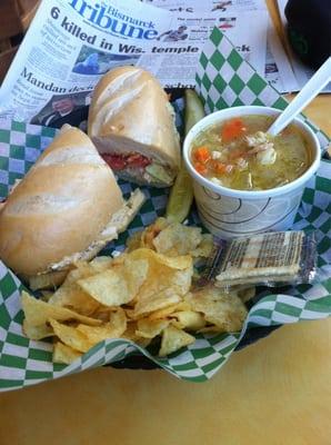 Yummus Hoagie and chicken dumpling soup