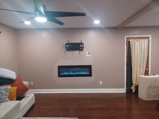 Electric fireplace and tv mount