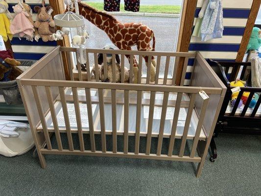 My granddaughter's crib. It's in brand new condition. And even had the toddler bed attachment. Best part it was $80