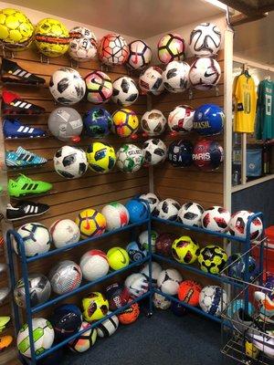 A great selection of soccer balls.