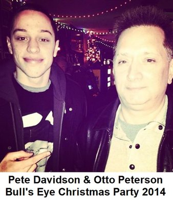 Pete Davidson and the late Otto Peterson at the 2014 Bull's Eye Christmas Comedy Party.