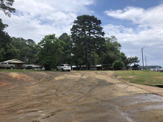 Parking area with picnic  area near the lodges