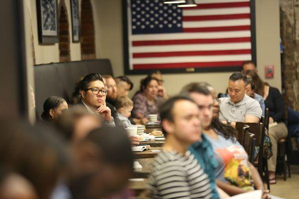 Sunday morning service when we met at the Ugly Mug in Barracks Row.