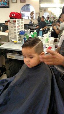 My baby boi looking fresh getting a cut by Fabian