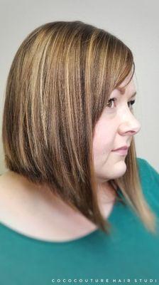 Inverted layered bob with Candlight Highlights!