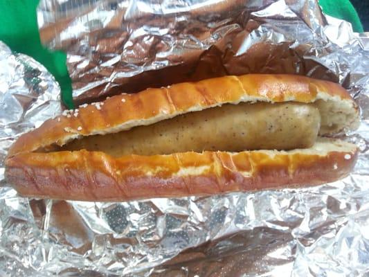 Beer Brat on a Salted Bretzel