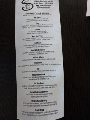 Food menu