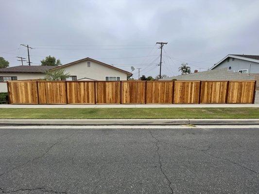 Cap and Trim Redwood Fence