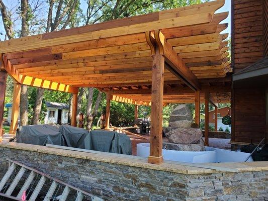 Frank's Custom Furniture hand-crafted this pergola on site