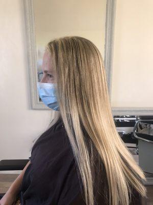 Brittany highlights and haircut