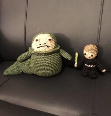 These required 3-weight yarn. Jabba the Hutt and Luke Skywalker