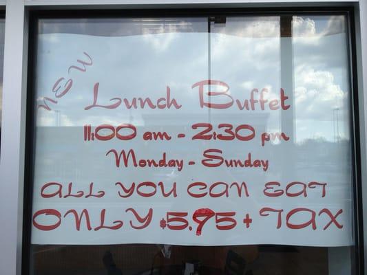 Lunch buffet hours and price