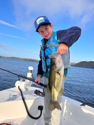 Captain Luke taught him how to cast a spinning reel on his own and landed this lunker.