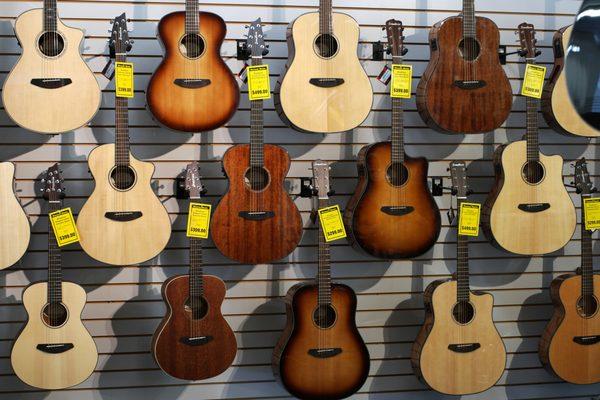 We have a nice selection of acoustic, electric, and bass guitars.