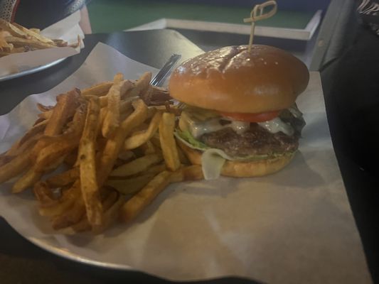 Burger with Bacon & Fries