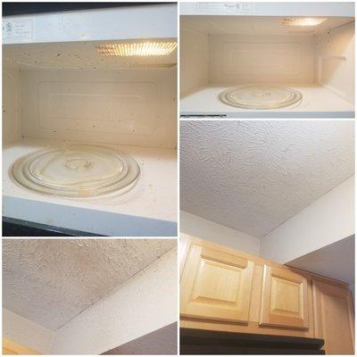 Before & After of microwave and grease dust ceiling.