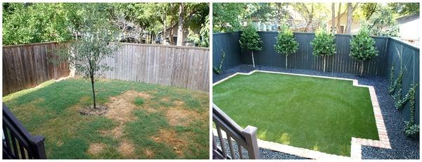 Total makeover of this contemporary Houston Heights townhome backyard!