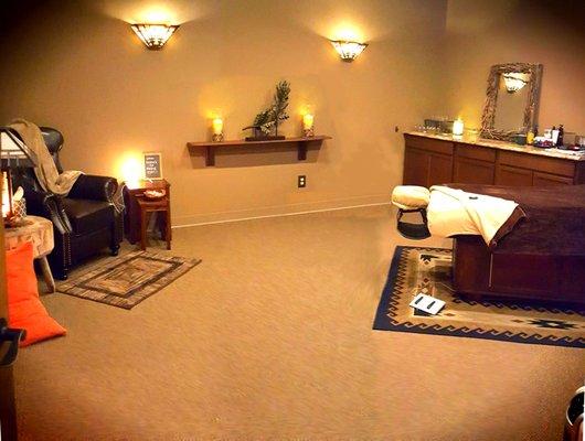 The massage room at RuppMassage offers a private, relaxing, and calm environment where you will receive the best massage services in Indy.