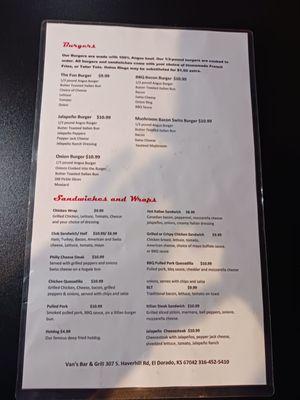 Menu back