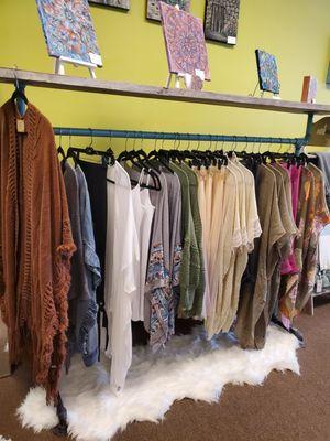 ONE SIZE shawls, sweaters, and leggings