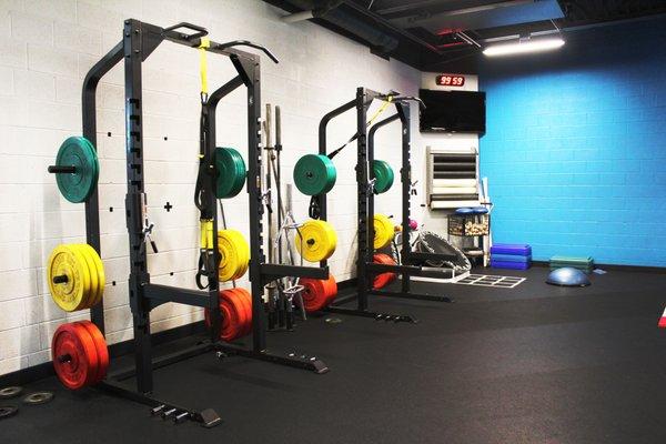 Squat racks for both training and physical therapy for the athlete who needs more than just being able to sit.