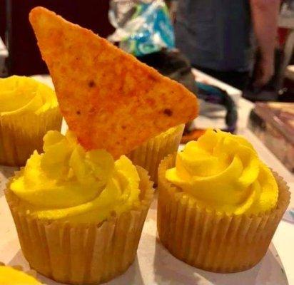 Mountain dew lemon cupcak (with an optional dorito for the true afficionado)