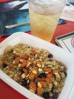 Blueberry Almond Quinoa Bowl.and Moroccan Mint Tea.