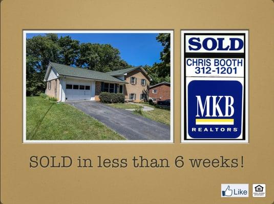 What a great success story!  My client needed her home sold quickly, before winter, and we were able to make it happen...