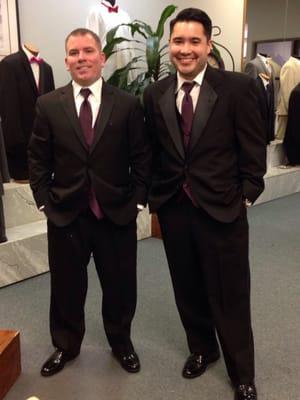 Groomsmen in plum