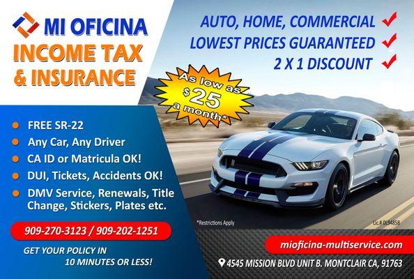 Auto insurance for $25 per month