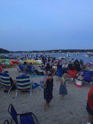 Community gathering for fireworks.