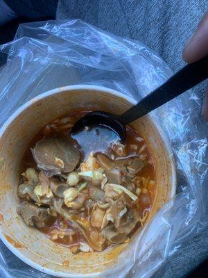 Pozole Puros huesos  This is wat I got wen I asked for pozole  14.95 w a drink never coming back